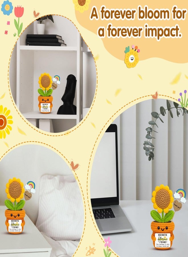 Frabaca Mini Positive Crochet Sunflower Desk Decor - Never Forget the Difference You Make - Christmas Appreciation Gifts for Women Teacher, Coworker, Nurse, Mentor for Retirement, Farewell, Thanksgiving - Image 4